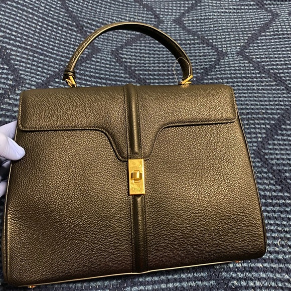 Celine black leather medium 16 satchel - Picture 5 of 5